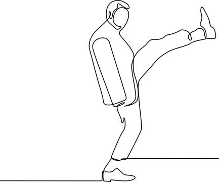 Person performing high kick exercise pose Vector