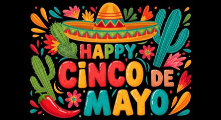 Fototapeta premium Festive cinco de mayo illustration with vibrant colors and traditional elements