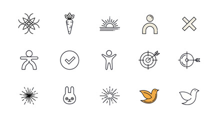 Fototapeta premium Set of Simple Line Icons: Business, Lifestyle, Nature, and Symbols