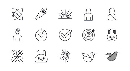 Fototapeta premium Set of Simple Line Icons: Business, Nature, Lifestyle, and Abstract Symbols