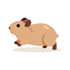 Fototapeta premium Cute cartoon hamster running across a white surface in a playful illustration
