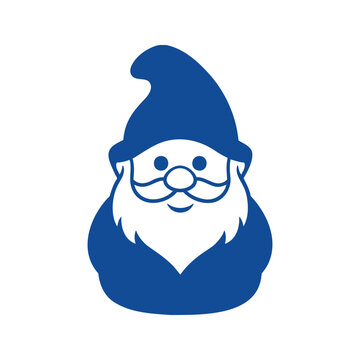 Illustration of a cheerful gnome with a pointed hat and long white beard on a white background