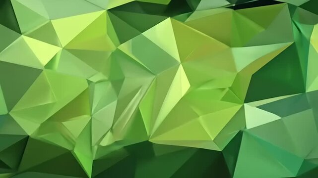 Abstract geometric polygonal design in shades of green with triangle shapes