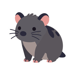 Naklejka premium Cartoon tasmanian devil with gray fur and pink ears sits on a white background