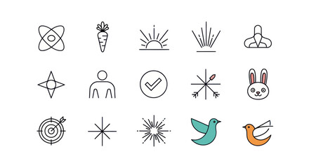 Fototapeta premium Vector Icon Set: Symbols for Business, Lifestyle, and Nature