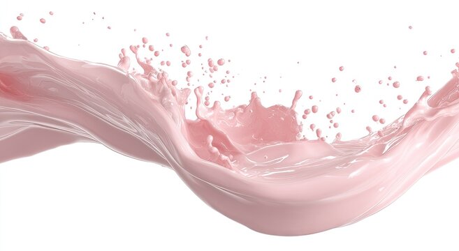 Pink liquid wave splashes and disperses, creating a dynamic motion