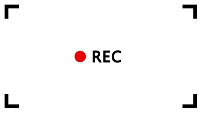 Recording sign, REC frame icon animation, recording icon button.
