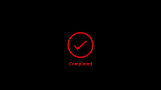 Completed Status Notification Button with Checkmark icon in Circle on Background.