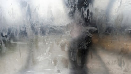 Fototapeta premium Abstract scratched metallic surface with reflections and textured grunge background