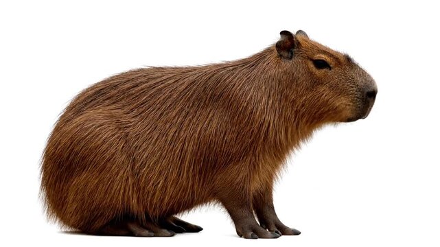 Capybara rodent with isolated on white.