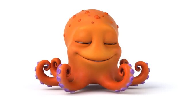 Cartoon octopus smiling on a white background.