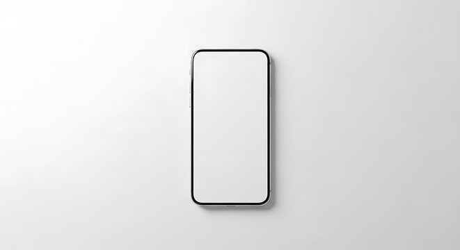 A sleek smartphone with a blank screen on a clean white background