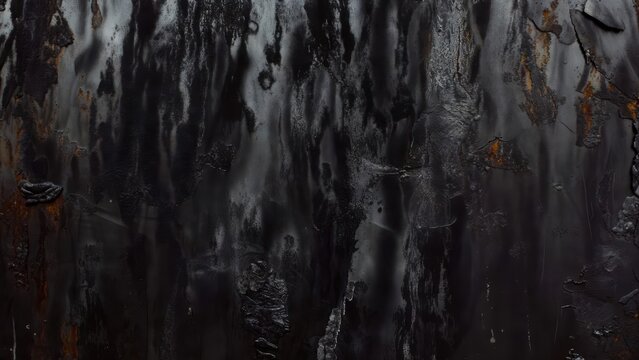 Abstract textured dark background with streaks of rust and peeling paint, grunge