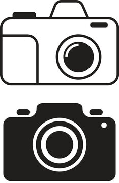Camera Icon Set in Outline and Solid Style, Photography and Media Vector Symbols