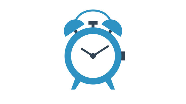 Blue Alarm Clock Closeup Front View.