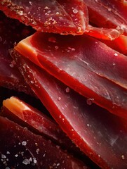 Speck Alto Adige Smoked Cured Ham Slices with Coarse Salt Tyrolean Macro Food Photography Vertical