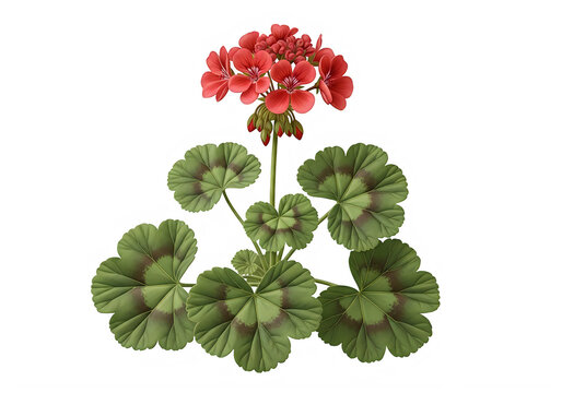 Beautiful red geranium flower isolated on transparent background