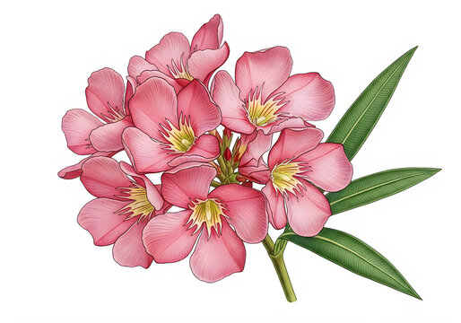Beautiful pink oleander flower isolated on transparent background