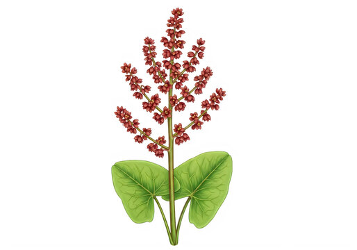 Red sorrel plant with green leaf isolated on transparent background