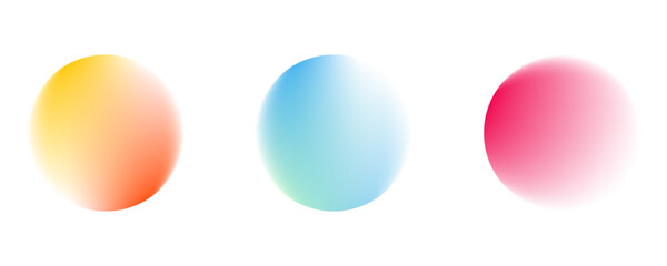 Set color circle gradient noise gradation. Abstract colorful watercolor blur mesh on isolated transparent background. Circle shape png. © Darus Cell
