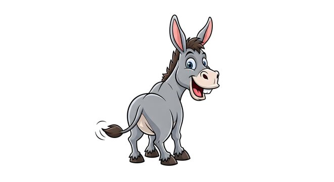 Happy Donkey Cartoon Illustration on White Background.