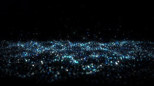 blue glitter particle background black sparkling light bokeh