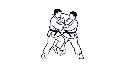 Fototapeta premium simple silhouetted sign judo logo jujutsu clean line graphic illustration.