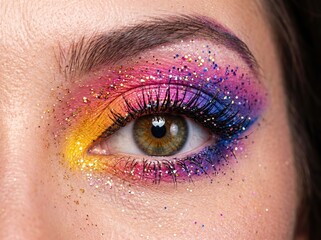 Obraz premium Colorful Eye Makeup with Glitter and Sparkle