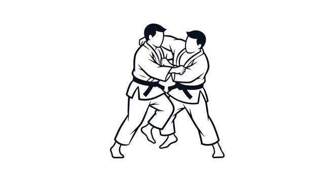 simple silhouetted sign judo logo jujutsu clean line graphic illustration.