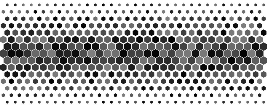 Hexagon Vector Abstract Geometric Technology Background. Halftone Hex Retro Simple Pattern. Minimal Style Dynamic Tech Wallpaper.