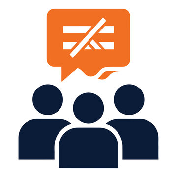 Flat design people talking with no talking sign speech bubble  business communication concept icon
