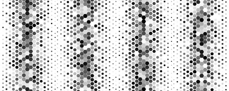 Hexagon Vector Abstract Geometric Technology Background. Halftone Hex Retro Simple Pattern. Minimal Style Dynamic Tech Wallpaper.