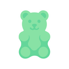 Fototapeta premium Green gummy bear candy sitting upright.