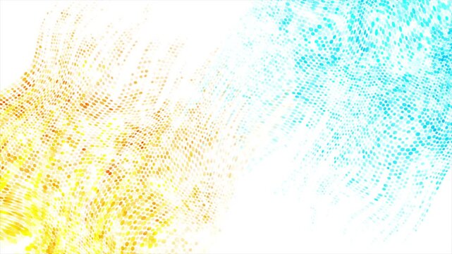 Bright blue and yellow minimal dotted lines abstract background. Geometric tech concept halftone motion design. Seamless loop. Video animation Ultra HD 4K 3840x2160