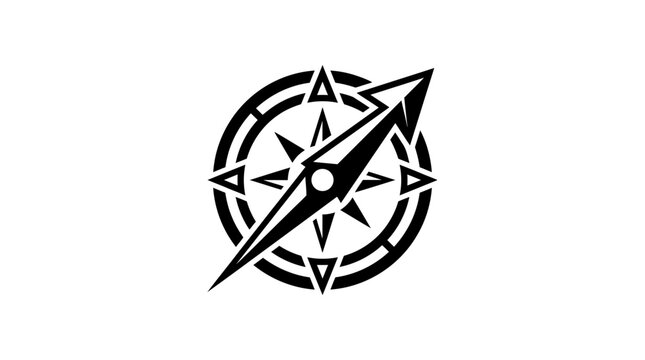 Black compass rose icon on white background