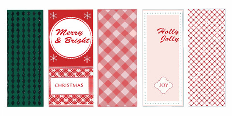 Five festive christmas bookmark designs with varied patterns and greetings © Tapan