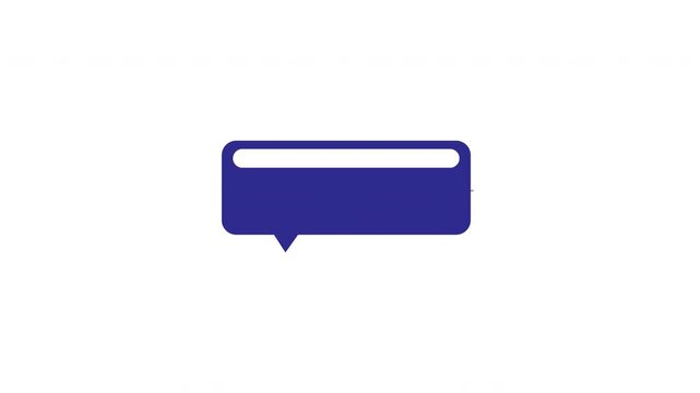 Clean modern motion graphic featuring a blue rounded chat bubble with a soft pop animation, message line, and typing dots on a light background