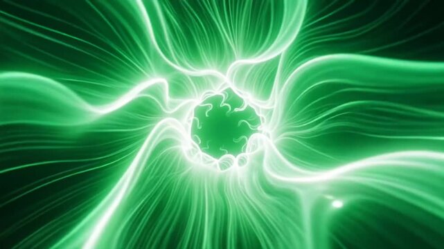 Green screen quantum light wave implosion ultra dense luminous energy circle effect radiating powerful glowing abstract spiritual