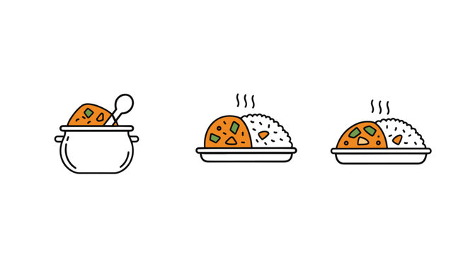 Kerala Fish Curry Line art modern smooth artistic abstract vector