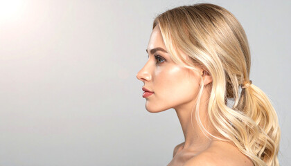 Naklejka premium Beautiful woman in a light-colored ponytail