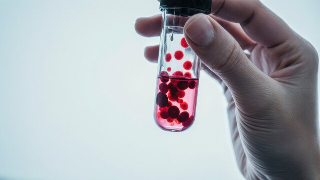 Doctor Holding RDW Blood Test Tube Explaining Red Cell Distribution Width for Anemia Diagnosis, Complete Blood Count Analysis in Clinical Laboratory, Medical Concept 