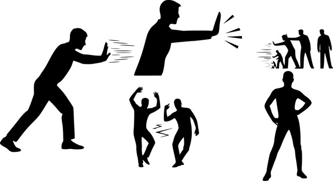 Person aggression ,couple in anger,Angry argument,stormy relations, Navigating emotional turbulence in human bonds, Frustration in mood vector, silhouette of crying men, Depressed men collection