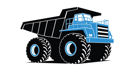 dump truck illustration in blue and black on white background © msunny93