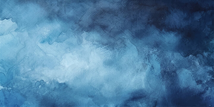watercolor-style depiction of a dramatic cloudscape, evoking a sense of mystery and ethereal beauty. Blue hues dominate the canvas. for background, web, ui, branding, design