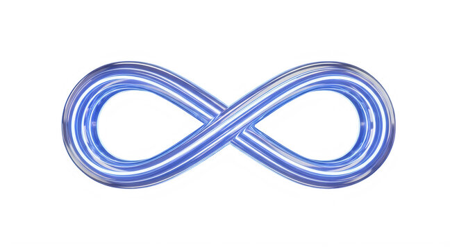 Blue infinity symbol with a shiny effect on a transparent background isolated and transparent background