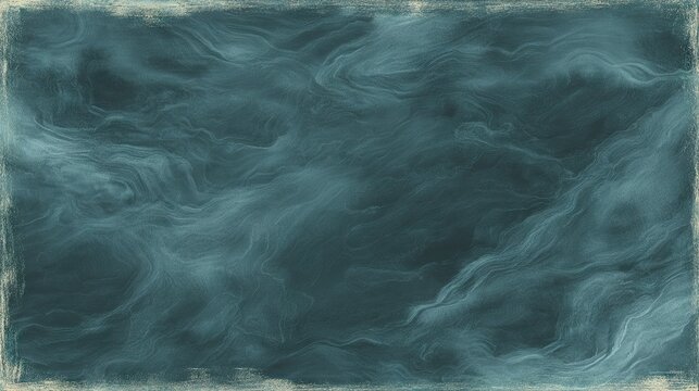 Abstract swirling dark teal texture with aged border provides a moody background effect