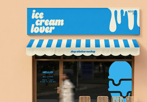 Storefront Awning Facade Branding Mockup