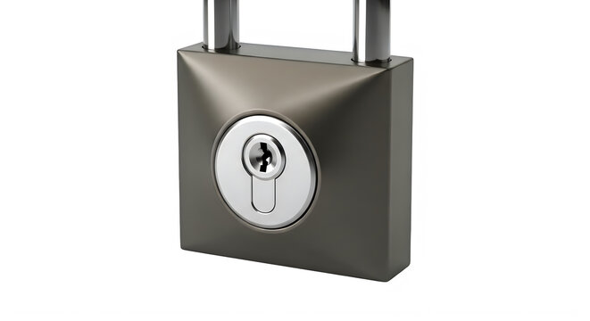 Modern metal padlock with sleek design and sturdy construction isolated on transparent background transparent background