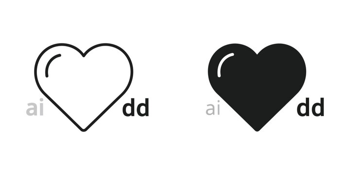 Contrast between a simple and a filled heart symbol in a minimalist design with 'ai dd' text
