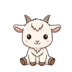 Fototapeta premium Adorable cartoon baby goat illustration, a delightful and friendly farm animal character perfect for children's books, playful designs, and charming digital art